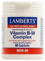 Lamberts Vitamin B-50 Complex Βιταμίνη για Ενέργεια, Ενίσχυση του Ανοσοποιητικού & το Νευρικό Σύστημα 60 ταμπλέτες από το Pharm24