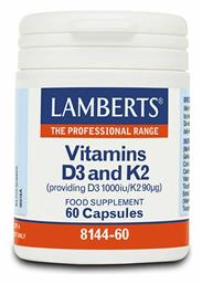 Lamberts Vitamin D3 1000iu & K2 90µg Βιταμίνη 1000iu 60 κάψουλες