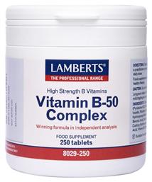 Lamberts Vitamin Β-50 Complex Βιταμίνη για Ενέργεια, Ενίσχυση του Ανοσοποιητικού & το Νευρικό Σύστημα 250 ταμπλέτες από το Pharm24