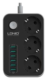 Ldnio SC3631 Πολύπριζο 3 Θέσεων με Διακόπτη, 6 USB και Καλώδιο 1.6m Μαύρο