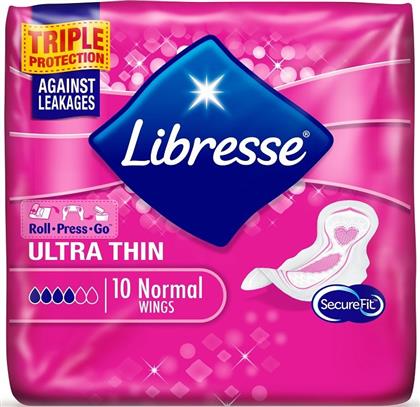 Libresse Ultra Thin Normal Σερβιέτες με Φτερά για Κανονική Ροή 4 Σταγόνες 10τμχ