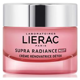 Lierac Supra Radiance Κρέμα Προσώπου Νυκτός για Ενυδάτωση & Αντιγήρανση με Υαλουρονικό Οξύ 50ml