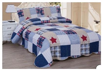 Linea Home Red Star Σετ Κουβερλί Μονό Microfiber Μπλε 160x220cm 2τμχ