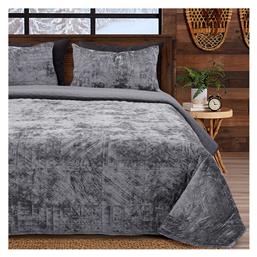 Lino Home Manta Σετ Κουβερλί Υπέρδιπλο από Πολυεστέρα Charcoal 220x240cm