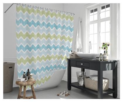 Lino Home Zigzag Κουρτίνα Μπάνιου Υφασμάτινη 180x200 cm Green