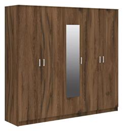 Luna Luna Πεντάφυλλη Ντουλάπα με Καθρέπτη 220x52x200cm Καρυδί-oak