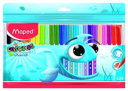 Maped Color'Peps Ocean Pulse Πλενόμενοι Μαρκαδόροι Ζωγραφικής Λεπτοί σε 24 Χρώματα