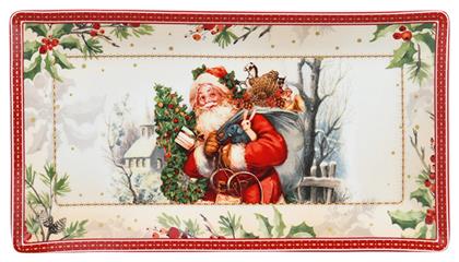 Marva Χριστουγεννιάτικη Πιατέλα Πορσελάνινη Καφέ Μ25xΠ15εκ.