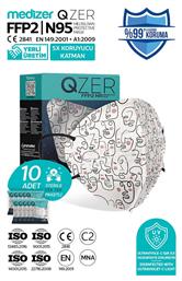 Μάσκα Υψηλής Προστασίας Ffp2/n95 Qzer Line Art 10τμχ