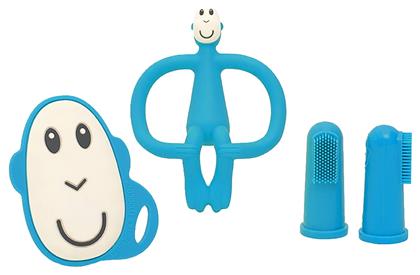 Matchstick Monkey Monkey Teething Starter Set Blue 3+ μηνών 4τμχ από το Spitishop