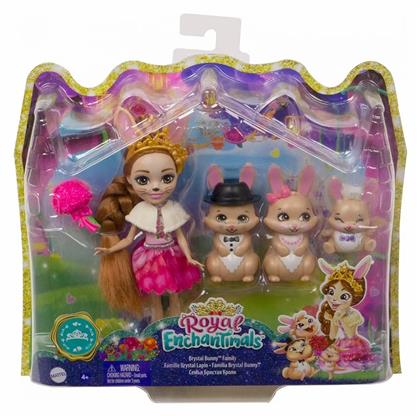 Mattel Enchantimals Royals Brystal Bunny Κούκλα & Οικογένεια Λαγουδάκια για 4+ Ετών