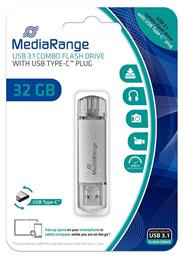 MediaRange 32GB USB 3.0 Stick με σύνδεση USB-A & USB-C Ασημί