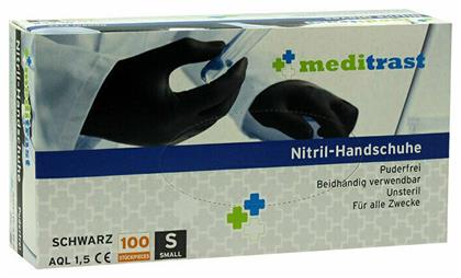 Meditrast Nitril-Handschuhe Γάντια Νιτριλίου Χωρίς Πούδρα σε Μαύρο Χρώμα 100τμχ