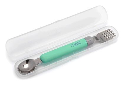 Melii Βρεφικό Κουτάλι Go από Μέταλλο σε Θήκη για 12+ μηνών Πράσινο