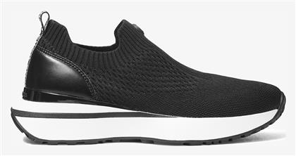 Michael Kors Knit Δερμάτινα Γυναικεία Slip-On Μαύρα