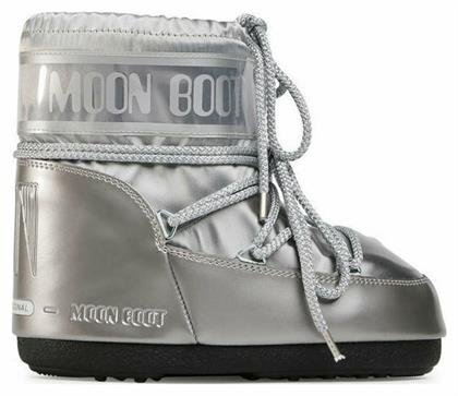 Moon Boot Icon Low Δερμάτινες Γυναικείες Μπότες Χιονιού Ασημί από το Spartoo