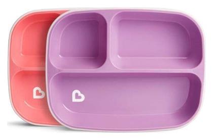 Munchkin Παιδικό Πιάτο Φαγητού Splash Toddler Divided Plates από Πλαστικό Πολύχρωμο Pink-Purple 2τμχ