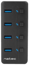Natec Mantis USB 3.0 Hub 4 Θυρών με σύνδεση USB-A & Θύρα Φόρτισης και Εξωτερική Παροχή Ρεύματος