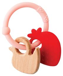 Nattou Silicone Teether Strawberry With Wood 0 + μηνών