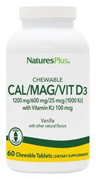 Nature's Plus Bone Support Chewable Bone Support Cal/Mag/Vit D3 with Vitamin K2 Βανίλια 60 μασώμενες ταμπλέτες από το Pharm24