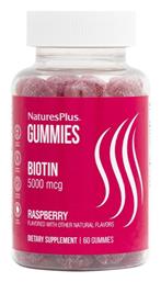 Nature's Plus Gummies Biotin Βιταμίνη για τα Μαλλιά, τo Δέρμα & τα Νύχια 500mcg Raspberry 60 ζελεδάκια