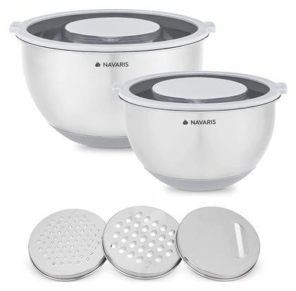 Navaris Σετ Δοχεία Φαγητού Ασημί 2τμχ