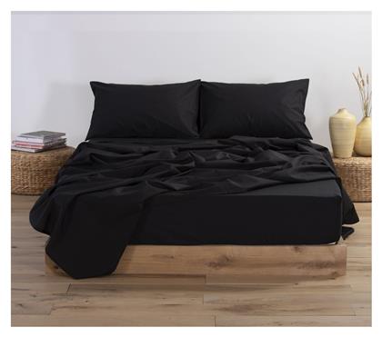 Nef-Nef Homeware Διπλό 140x200+30εκ. με Λάστιχο Basic Μαύρο