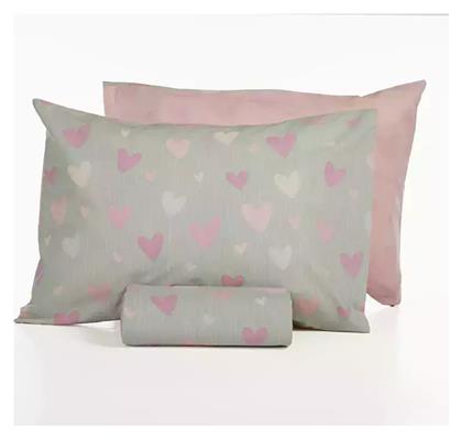 Nef-Nef Homeware Hearts Σετ Παιδική Παπλωματοθήκη Μονή με Μαξιλαροθήκη Βαμβακερή Γκρι 160x240εκ.