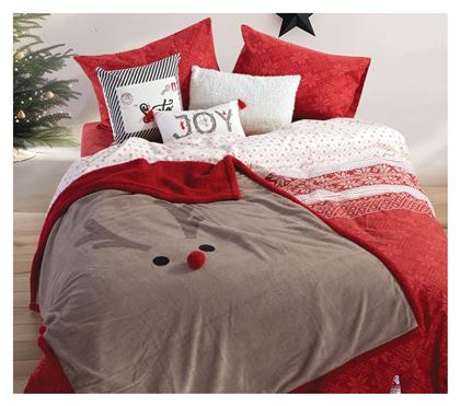 Nef-Nef Homeware Κουβέρτα Καναπέ 130x180εκ. Χριστουγεννιάτικη Funny Reindeer Beige