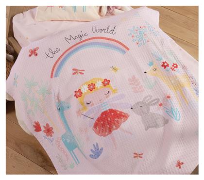 Nef-Nef Homeware Κουβέρτα Κούνιας Magic World Πικέ Pink 110x150cm