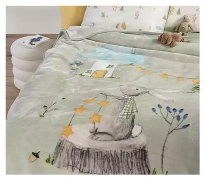 Nef-Nef Homeware Κουβέρτα Βελουτέ Woodland Party Πράσινη 160x220εκ.