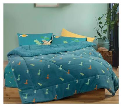 Nef-Nef Homeware Παιδικό Κουβερτοπάπλωμα Μονό Dinos On Wheels Μπλε 160x220εκ.