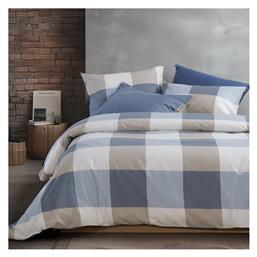Nef-Nef Homeware Σετ 160x200+35εκ. με Λάστιχο Casual Check Denim