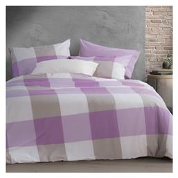 Nef-Nef Homeware Σετ 160x200+35εκ. με Λάστιχο Casual Check Mauve