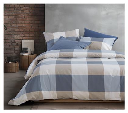 Nef-Nef Homeware Σετ Υπέρδιπλο 4τμχ 240x270εκ. Casual Check Μπλε
