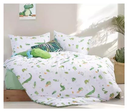 Nef-Nef Homeware Σετ Σεντόνια Μονά Βαμβακερά Cute Reptiles 170x260cm 3τμχ