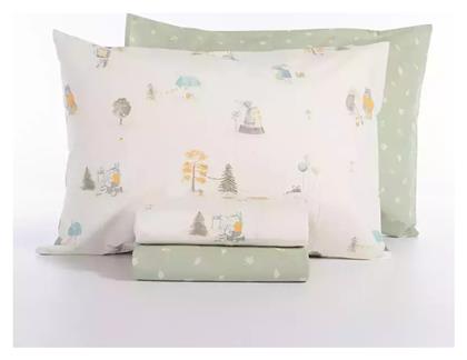 Nef-Nef Homeware Σετ Σεντόνια Μονά Βαμβακερά Woodland Party Εκρού 170x260cm 3τμχ
