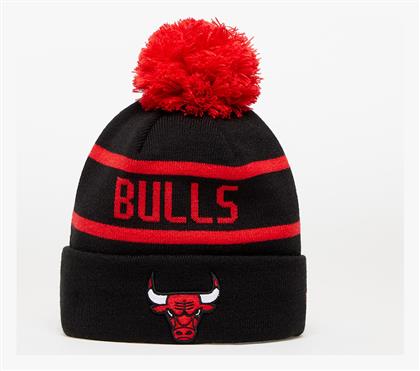 New Era Chicago Bulls Jake Pom Pom Beanie Ανδρικός Σκούφος Πλεκτός σε Μαύρο χρώμα