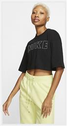 Nike Block Logo Κοντομάνικο Crop Top Μαύρο