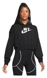 Nike Cropped Γυναικείο Φούτερ με Κουκούλα Μαύρο από το Outletcenter