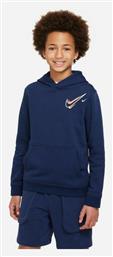 Nike Fleece Παιδικό Φούτερ με Κουκούλα και Τσέπες Μπλε από το MybrandShoes