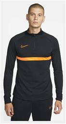 Nike Football Academy Drill Ανδρική Μπλούζα Dri-Fit με Φερμουάρ Μακρυμάνικη Black / Total Orange