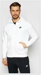 Nike Sportswear Club Ανδρική Φούτερ Ζακέτα με Κουκούλα και Τσέπες Λευκή