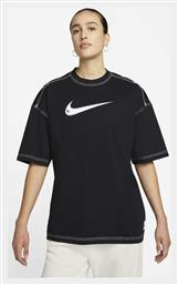 Nike Swoosh Γυναικείο Αθλητικό T-shirt Μαύρο