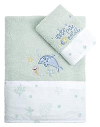 Nima Σετ Βρεφικές Πετσέτες 2τμχ Sea Love Τυρκουάζ 70x140cm Βάρους 400gr/m²