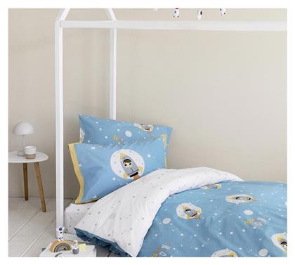 Nima To The Moon Σετ Παιδική Παπλωματοθήκη Μονή με Μαξιλαροθήκη Βαμβακερή Μπλε 160x240εκ.