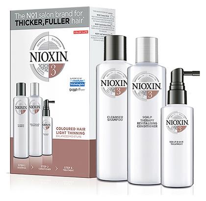 Nioxin System 3 Trial Kit Σετ Περιποίησης Μαλλιών κατά της Τριχόπτωσης με Σαμπουάν for Colored Hair 3τμχ