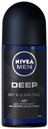 Nivea Men Deep Dry & Clean Feel Anti-perspirant Αποσμητικό 48h σε Roll-On 50ml