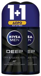 Nivea Men Deep Dry & Clean Feel Αποσμητικό 48h σε Roll-On 2x50ml από το ΑΒ Βασιλόπουλος