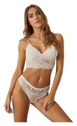 Norddiva Lingerie Δαντελένιο Σετ Εσωρούχων Bralette με Slip Μπεζ